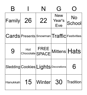 Happy Holidays Bingo Card