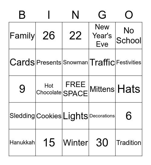 Happy Holidays Bingo Card