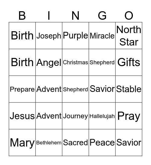 ADVENT BINGO! Bingo Card