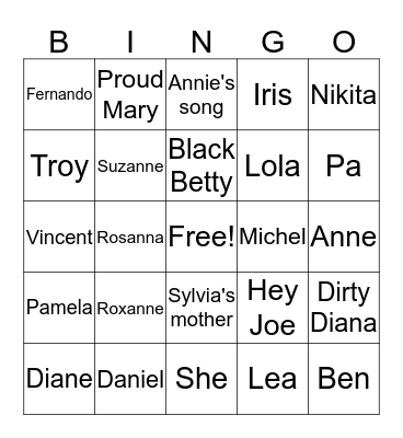 Raaff's Christmas Song Bingo 2018 Bingo Card