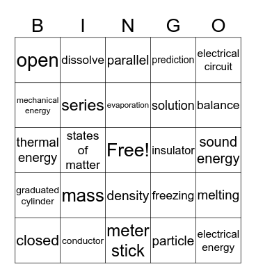 Science Review Bingo Card