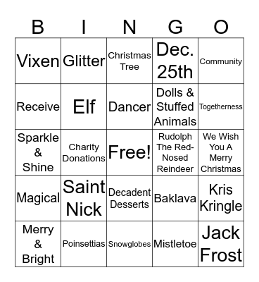 Holiday Bingo Card