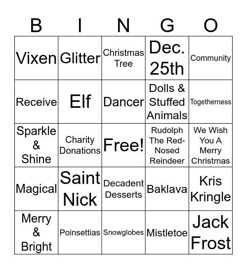 Holiday Bingo Card