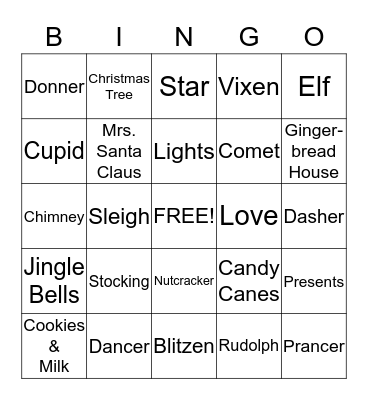 Holiday Bingo Card