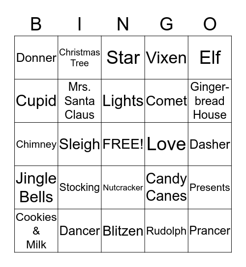 Holiday Bingo Card