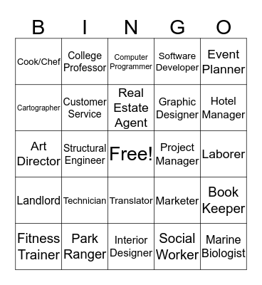Career Bingo Card