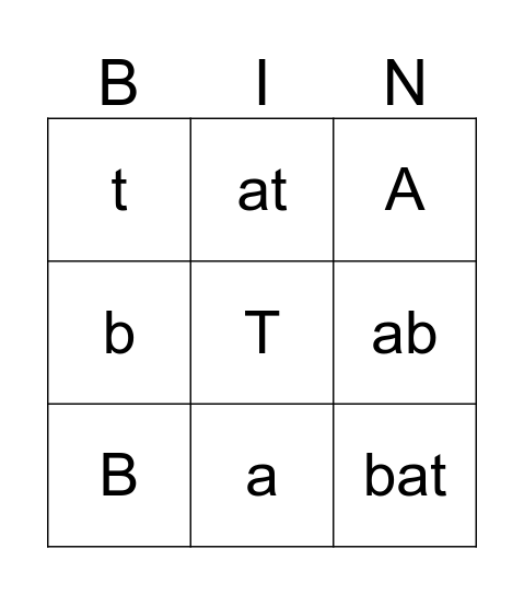 OG Lesson #1 Bingo Card