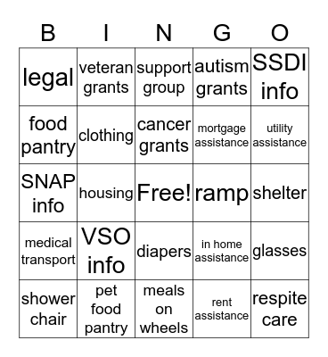 CSP CC Holiday Bingo Card