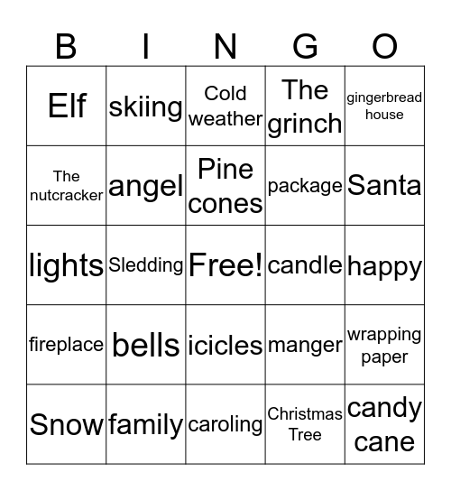 Winter Party Bingo Card