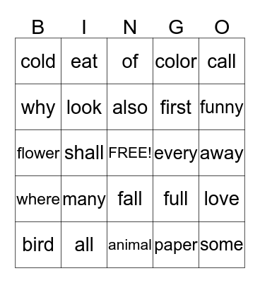 Theme 3 Bingo Card