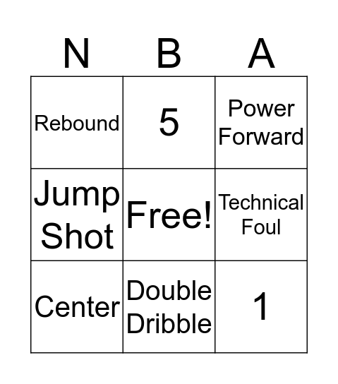 Basket ball Bingo Card
