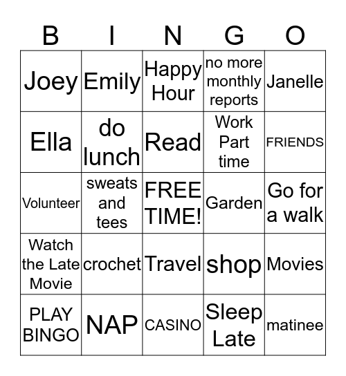 HAPPY RETIREMENT JOAN! Bingo Card