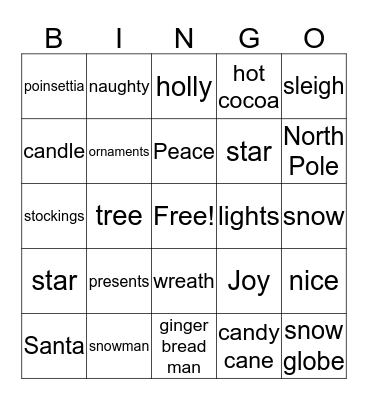 Christmas Bingo Card