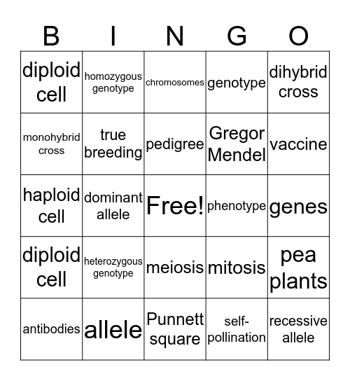 Vocabulary Module 8A Bingo Card