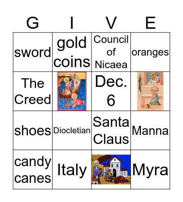 St Nicholas Bingo Card