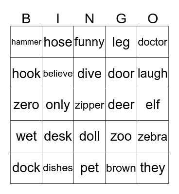 Wordlist 12 Bingo Card