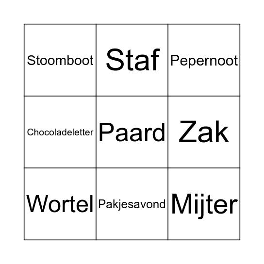 Sinterklaas Bingo Card