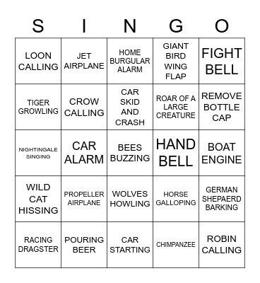 299 SOUNDS OF LIFE Bingo Card