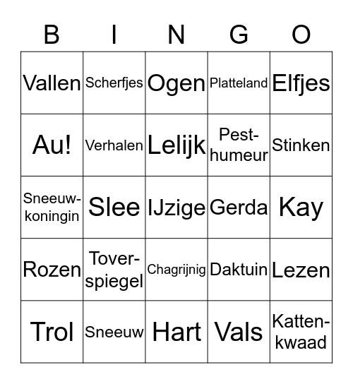 De Sneeuwkoningin Bingo Card