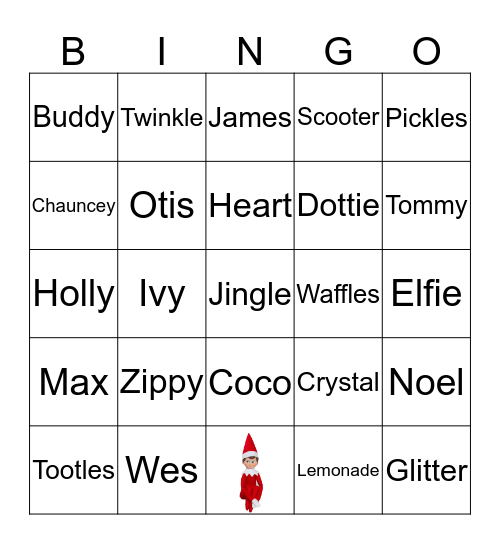 ELF ON THE SHELF Bingo Card