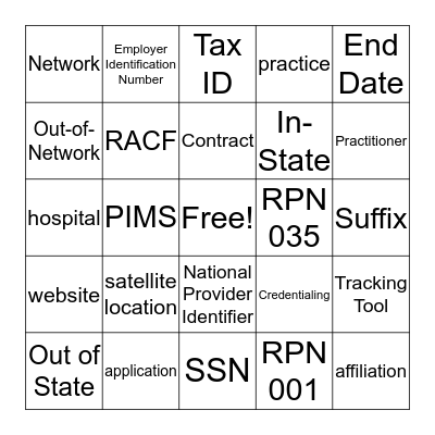 Untitled Bingo Card