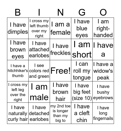 Who Am I Bingo Card