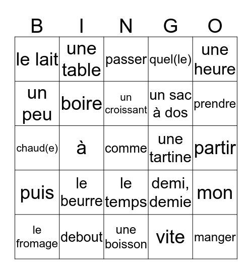 Contact 6 Bingo Card