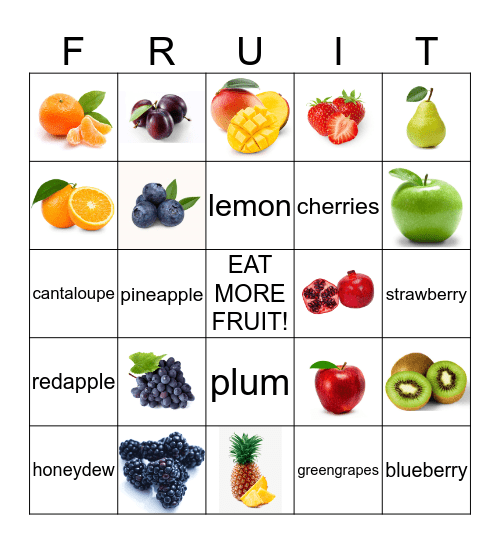 "Focus on Fruit" BINGO Card