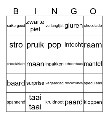 Sinterklaas  Wie kent hem niet... Bingo Card