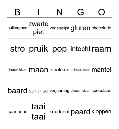 Sinterklaas  Wie kent hem niet... Bingo Card