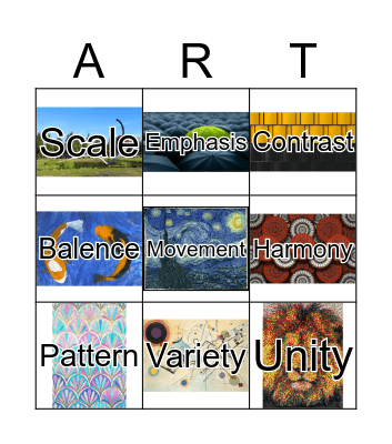 Principles of Art Bingo Card