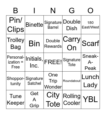 Initials Party Bingo Card