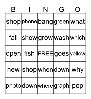 Seasons Bingo Card
