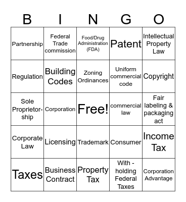 Business Management Bingo Card