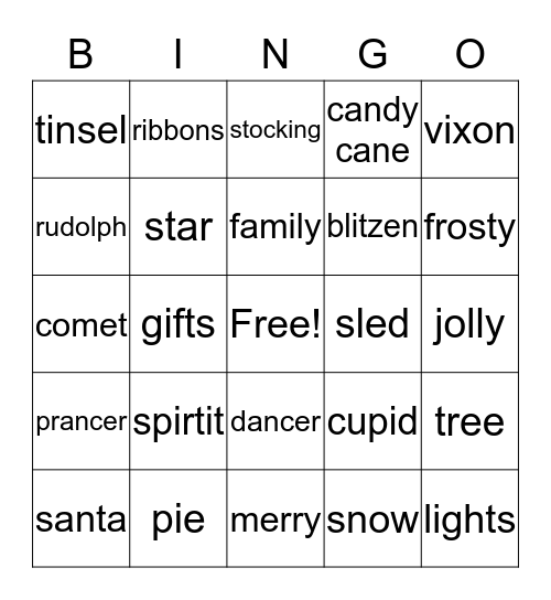 Christmas Bingo Card