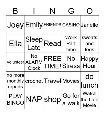 HAPPY RETIREMENT JOAN! Bingo Card