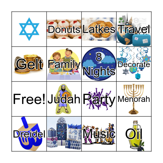 Hanukkah Bingo Card