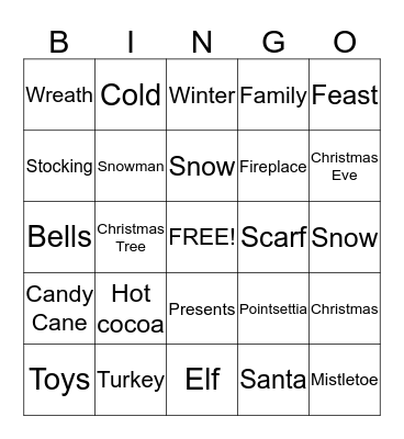 Christmas Bingo! Bingo Card