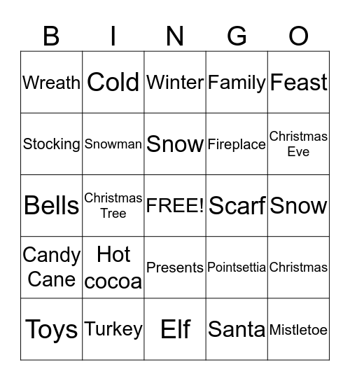 Christmas Bingo! Bingo Card