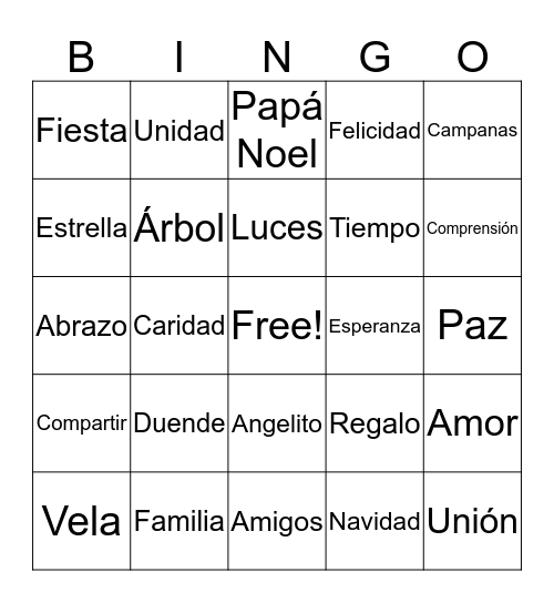 Bingo Navideño Bingo Card