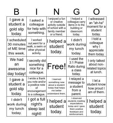 HED in DECEMBER - SUPPORT STAFF Bingo Card