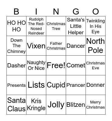 HOLIDAY Bingo Card