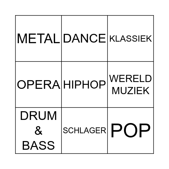 MUZIEKBINGO Card