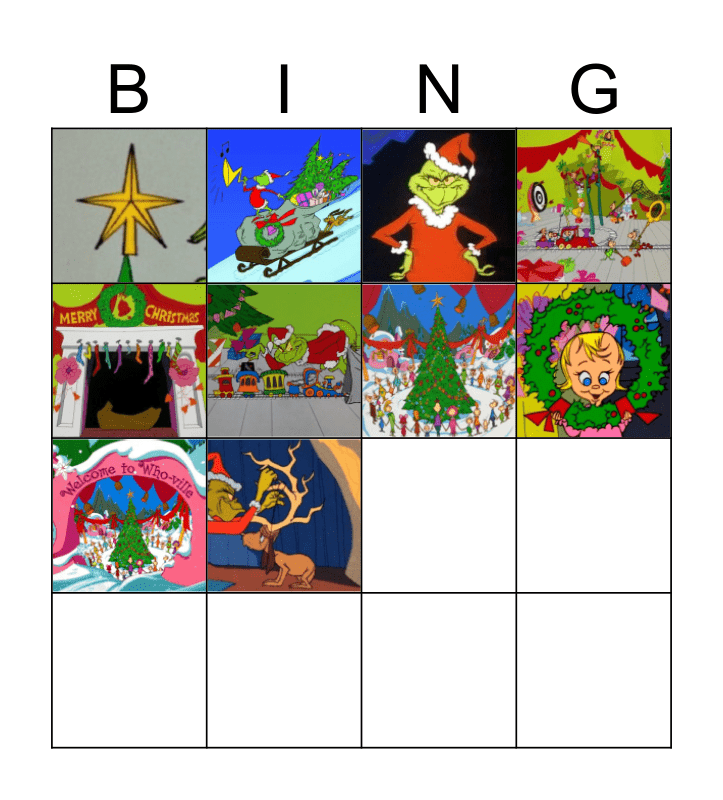 A Grinch Christmas Bingo Card