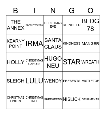 CHRISTMAS BINGO Card