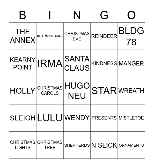 CHRISTMAS BINGO Card