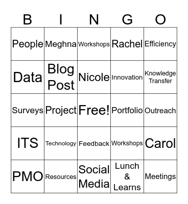 PMO Bingo Card