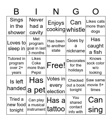Find Someone Who... Bingo Card