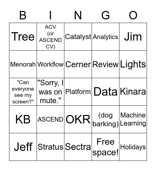 ASCEND Holiday Bingo Card