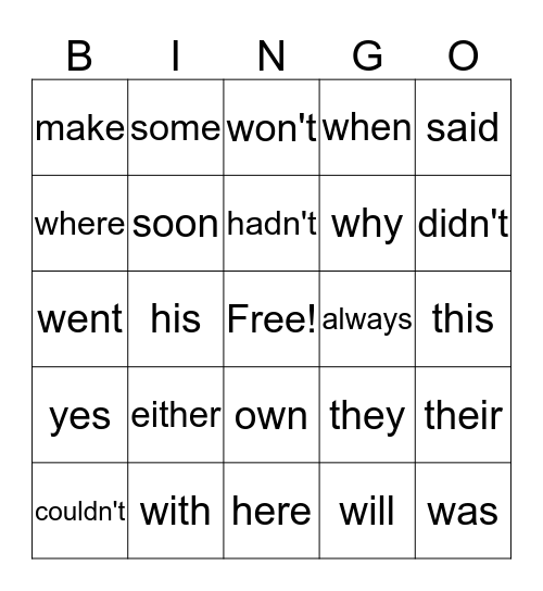 Sight Words (List 3) Bingo Card